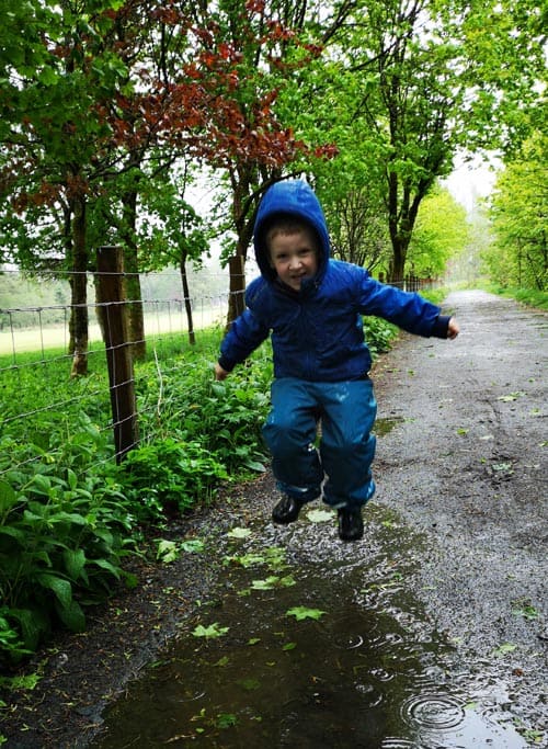 Jumping in puddles at Polkemmet Country Park